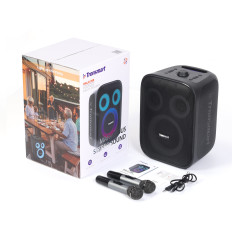 Halo Speaker Wireless 200 120W + 2 Microfones de Karaokê - Preto