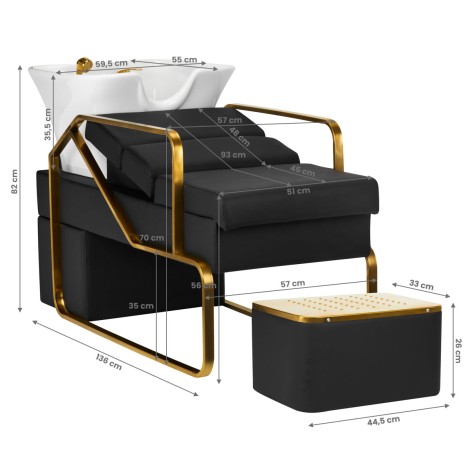 GABBIANO Emma Black Gold Haarwasunit met keramische bak