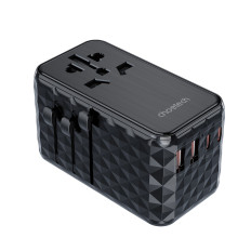 Adapter-Reise-Ladegerät EU / US / AUS / UK 2X USB-C 2X USB-A 100W - Schwarz