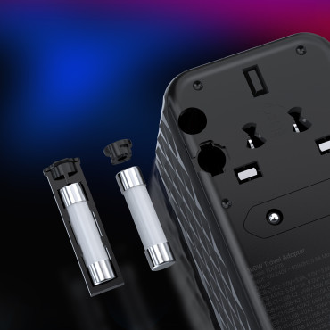 Adapteres ceļojuma lādētājs EU / US / AUS / UK 2x USB-C 2x USB-A 100W - melns