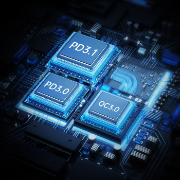 160W 2x USB-C PD 3.1 1x Loader USB-A - Melns
