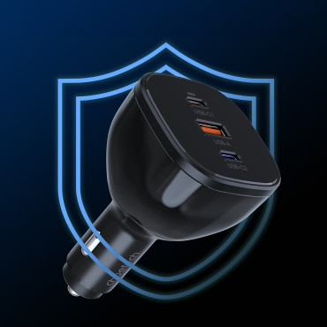 160W 2X USB-C PD 3.1 1x carregador USB-A - Preto