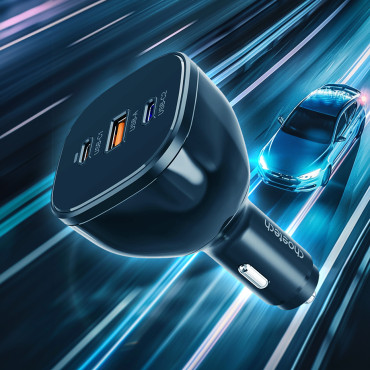 160W 2X USB-C PD 3.1 1x carregador USB-A - Preto