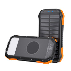 Powerbank Solar Charger 10000 MAH 2x USB-A - black and orange