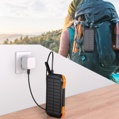 PowerBank Solar Charger 10000 MAH 2X USB-A - Svart og Orange