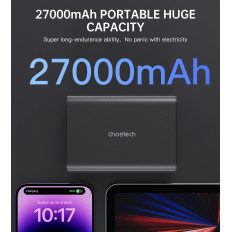 PowerBank Power Station 27000 mAh 2x USB-A 2X USB-C 100W - melns