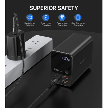 PowerBank Power Station 27000 mAh 2x USB-A 2X USB-C 100W - melns