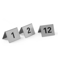 Informationsplade Tabel nummer 1-12 rustfrit stål kit 12 stk. - Hendi 663844