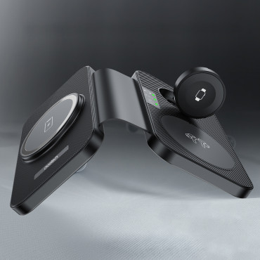 3in1 carregador de indução para Apple E função Samsung + Stand - Preto