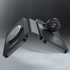 3in1 carregador de indução para Apple E função Samsung + Stand - Preto