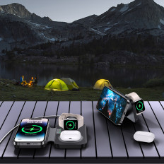 3In1 Indukcijski punjač za Apple I Samsung + Stand Funkcija - Crna