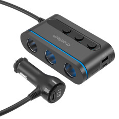 Autoladegerät + 3x Nest Feuerzeug 2x USB-C PD 1x USB-A QC - Schwarz