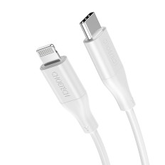 Cable de cable para iPhone USB-C - Lightning MFI PD 30W 1.2m - blanco