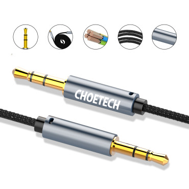 Aux ljudkabel för 2x mini jack högtalare 3.5mm man 1.2m - svart