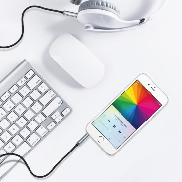 AUX AUDIO Kabel til 2x mini jack højttaler 3.5mm mandlige 1.2m - Sort