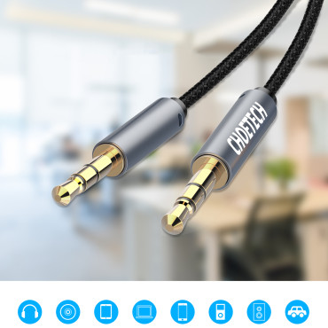 Aux ljudkabel för 2x mini jack högtalare 3.5mm man 1.2m - svart