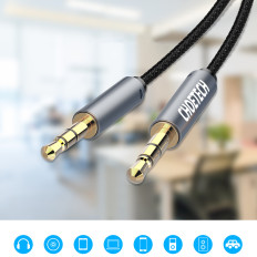 Aux ljudkabel för 2x mini jack högtalare 3.5mm man 1.2m - svart