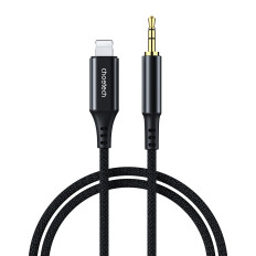 AUX iPhone Lighting Cable Cable - mini lizdas 3.5mm 1 m - juoda