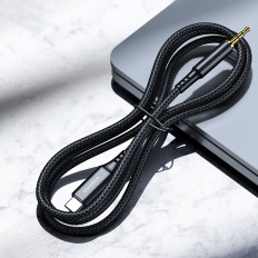 Cabo de cabo de áudio AUX USB-C - Mini Jack 3.5mm 2 m - preto