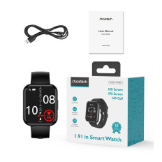SmartWatch med anslutningsmottagningsskärm 1,91 '' IP67 - Svart