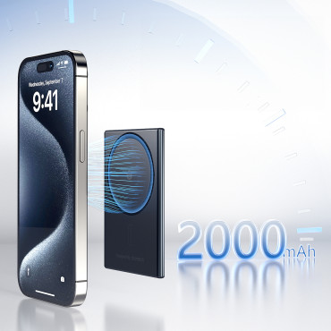 Powerbank Inductive 2000mAh super dunne 5W magaas Qi - zwart