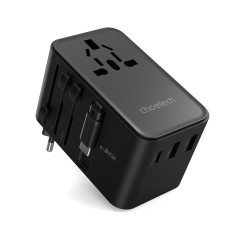 Adapter Travel charger 45W EU / US / AUS / UK with built-in USB-C cable - black