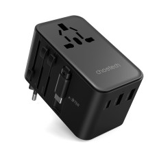 Adapter Travel Charger 70W EU / US / AUS / UK beépített USB-C kábel - fekete