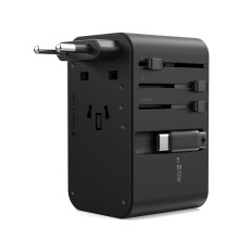 Adapter Travel Laturi 70W EU / US / AUS / UK sisäänrakennetulla USB-C-kaapelilla - musta