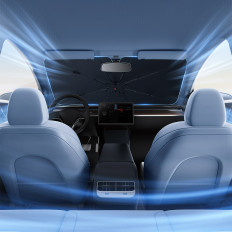 Kryt pre auto s dáždnikom pre auto na čelnom skle Coolride 142x75cm - čierna