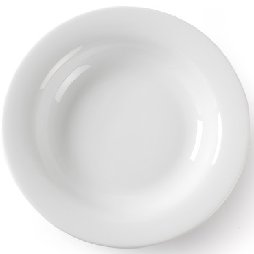 Um prato de profundo para sopa Optima porcelana branca qua. 220mm Defina 12pcs. - Hendi 770863
