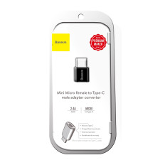 Mini adapter adapter med mikro USB på USB-C - svart