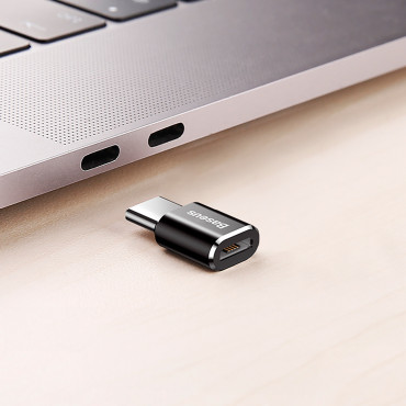 Mini adaptera adapteris ar mikro USB uz USB-C - melns