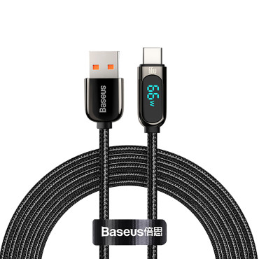 Káblový displej Rýchly nabíjací dátový kábel USB-A - USB-C 66W 1M - čierna