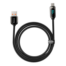 Kabelweergave Snelle oplaadgegevenskabel USB-A - USB-C 66W 1M - Zwart