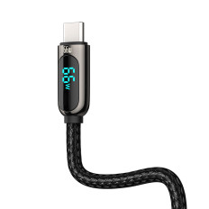 Kabelweergave Snelle oplaadgegevenskabel USB-A - USB-C 66W 1M - Zwart