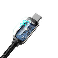 Káblový displej Rýchly nabíjací dátový kábel USB-A - USB-C 66W 1M - čierna