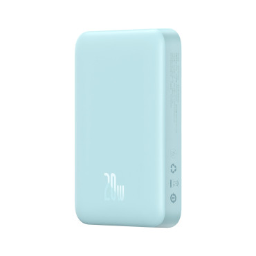 Powerbank induktiva magnetiska mini 10000 mAH 20W + USB-C-kabel - Blå