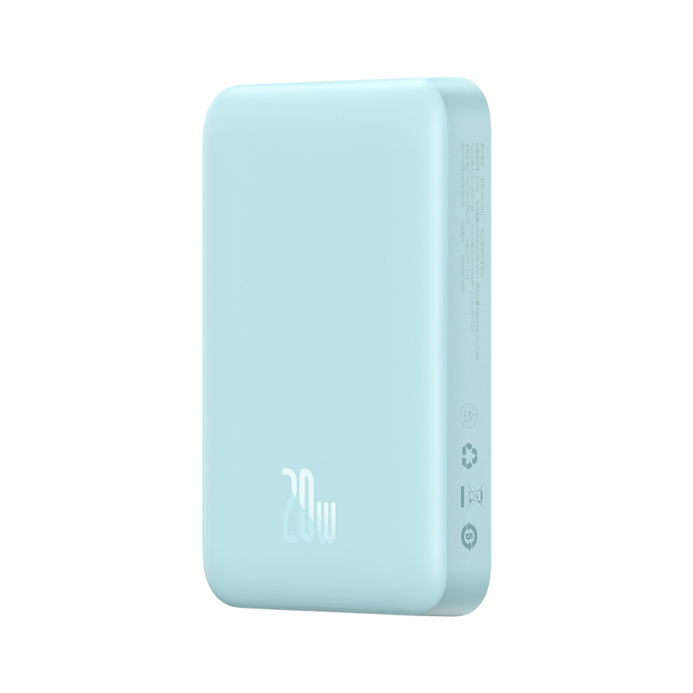 PowerBank induktīvais magnētiskais mini 10000 mAh 20W + USB-C kabelis - zils