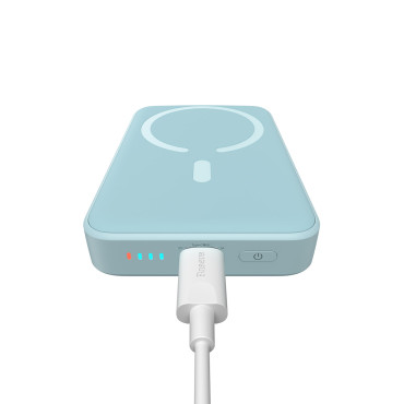 Powerbank induktiva magnetiska mini 10000 mAH 20W + USB-C-kabel - Blå