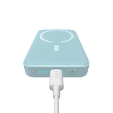 "PowerBank Indukcinis Magnetinis Mini 10000 Mah 20W + USB-C kabelis - mėlyna