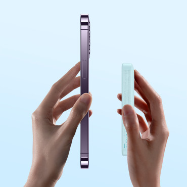 Powerbank επαγωγικό μαγνητικό μίνι 10000 mah 20w + καλώδιο USB-C - μπλε