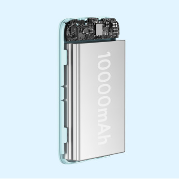 Powerbank induktiva magnetiska mini 10000 mAH 20W + USB-C-kabel - Blå