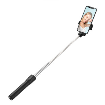 Selfie stick telescópico com tripé de controle remoto no telefone 0.7m - preto