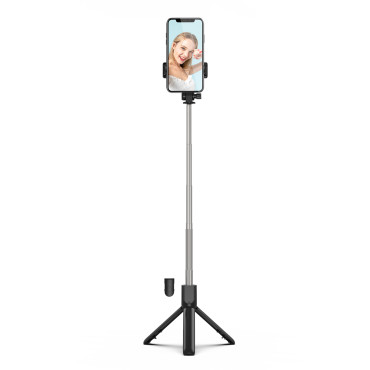 Selfie stick telescopic με τρίποδο τηλεχειρισμού στο τηλέφωνο 0.7m - μαύρο