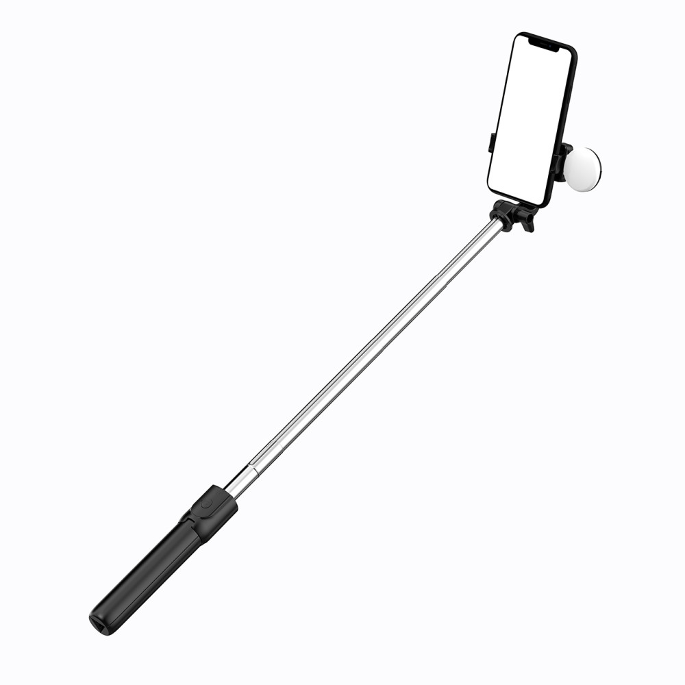 Selfie Stick Telescópica com controle remoto + LED Tripod Stand para o telefone 0.71m - preto