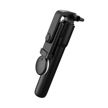Teleskopska selfie Stick z daljinskim upravljalnikom + LED stojalo stojalo za telefon 0.71m - Črna