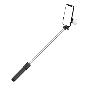 Selfie Teleskopska palica z daljinskim upravljalnikom + LED stojalo stojalo na telefonu 1m - črna