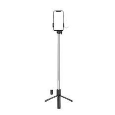 Selfie Τηλεσκοπικό ραβδί με τηλεχειριστήριο + LED Tripod Stand στο τηλέφωνο 1m - Μαύρο