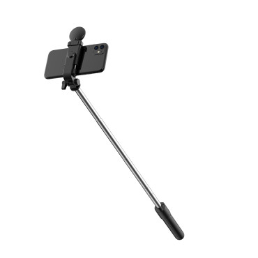 Selfie Teleskopska palica z daljinskim upravljalnikom + LED stojalo stojalo na telefonu 1m - črna