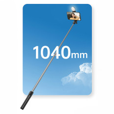 Selfie teleskopisk stick med fjernbetjening + LED stativ stativ på telefon 1m - sort